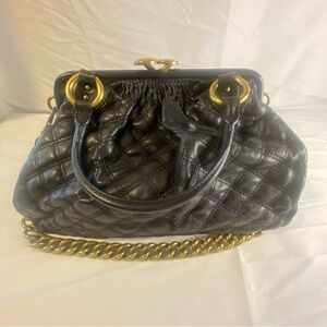 Marc Jacobs Black and Gold Quilted Stan Satchel